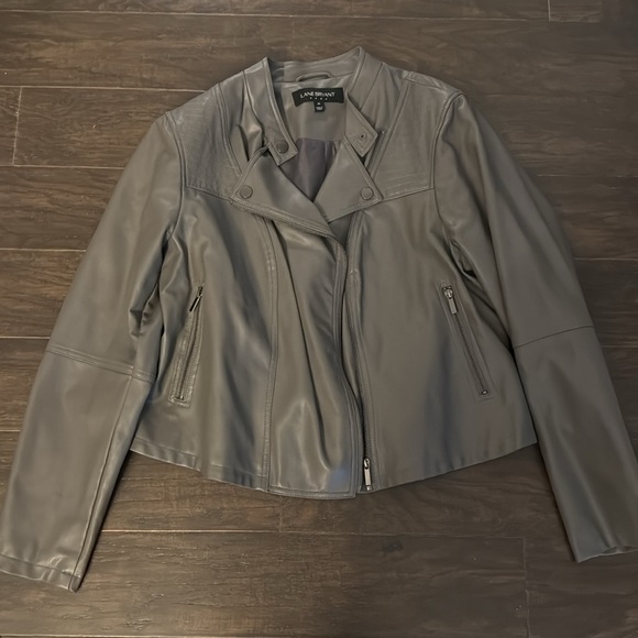 gray faux leather moto jacket - Picture 3 of 3